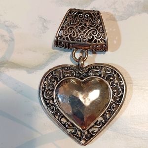 Coldwater Creek Silver Heart Scarf Locket
